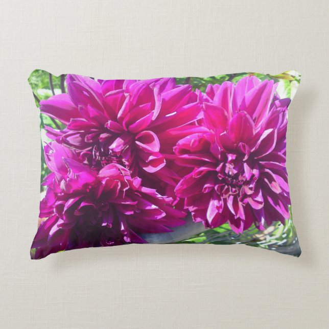 Paarse Dahlia Flower Pillow Decoratief Kussen (Voorkant)