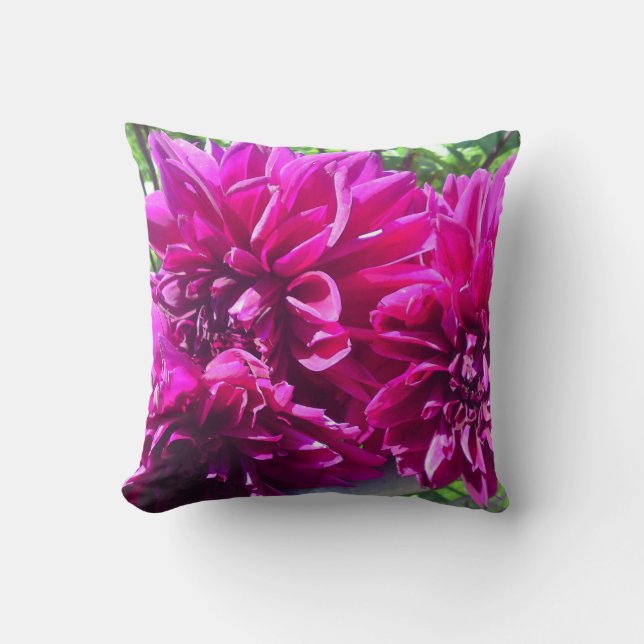 Paarse Dahlia Flower Pillow Kussen (Voorkant)