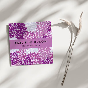 Paarse Dahlia Flowers, Floristry, bloemenwinkel Vierkante Visitekaartje