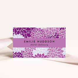 Paarse Dahlia Flowers, Floristry, bloemenwinkel Visitekaartje