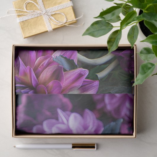 Paarse Dahlia Gothic Skeleton Skull Decoupage Tissuepapier (Geschenk)