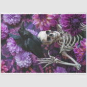 Paarse Dahlia Gothic Skeleton Skull Decoupage Tissuepapier (Voorkant)