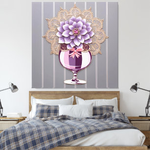 Paarse Dahlia Kantvaas Romantisch Nieuwgehuwd Canvas Afdruk