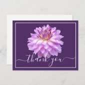 Paarse dahlia met paarse achtergrond dank je briefkaart (Voorkant / Achterkant)