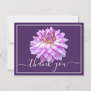Paarse dahlia met paarse achtergrond dank je briefkaart