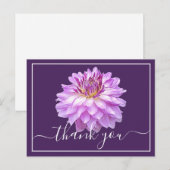 Paarse Dahlia met paarse achtergrond dank u Briefkaart (Voorkant / Achterkant)