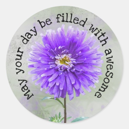 Paarse Dahlia met prijsopgave Ronde Sticker (Voorkant)