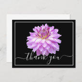 Paarse dahlia met zwarte achtergrond dank je briefkaart (Voorkant / Achterkant)