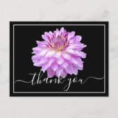 Paarse dahlia met zwarte achtergrond dank je briefkaart (Voorkant)