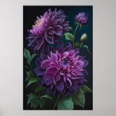 Paarse Dahlias Flower Art Print Poster (Voorkant)
