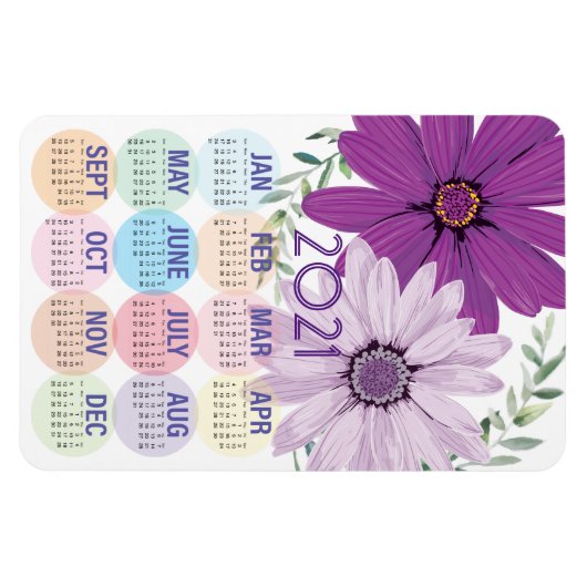  Paarse Daisies | Aangepaste agenda 2021 Magneet (Horizontaal)