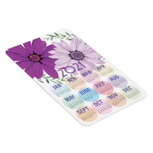  Paarse Daisies | Aangepaste agenda 2021 Magneet (Rechterzijde)