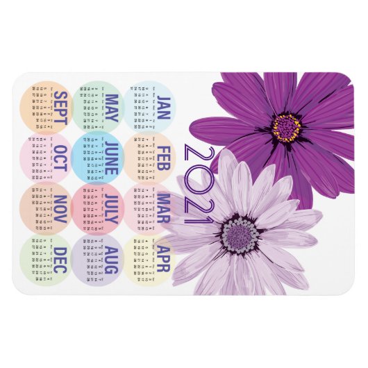  Paarse Daisies | Aangepaste agenda 2021 Magneet (Horizontaal)