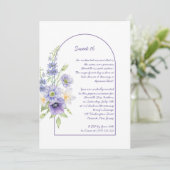 Paarse Daisies, Anemones, Floral Arch Sweet 16 Kaart (Staand voorkant)
