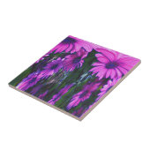Paarse Daisies Floral Abstracte Kunst Tegeltje (Zijkant)