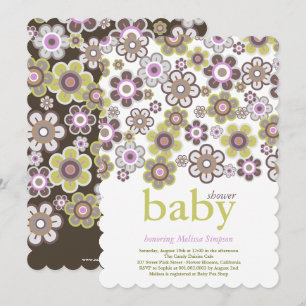 Paarse Daisies Flowers Blooms Baby shower uitnodig Kaart