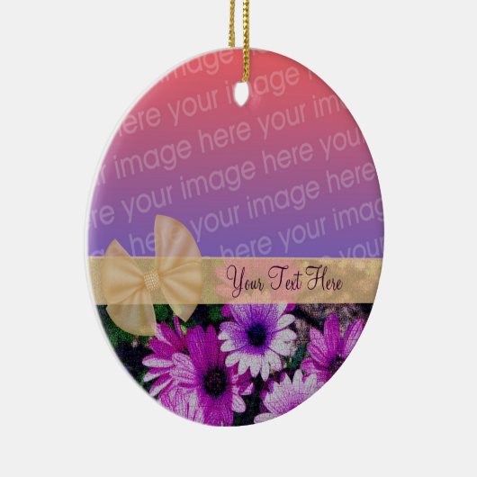 Paarse Daisies lint uw foto als sierbloem Keramisch Ornament (Rechts)