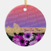 Paarse Daisies lint uw foto als sierbloem Keramisch Ornament (Voorkant)