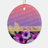 Paarse Daisies lint uw foto als sierbloem Keramisch Ornament (Links)