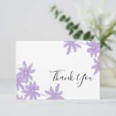 Paarse Daisies op het witte huwelijk Dank je Bedankkaart (Staand voorkant)