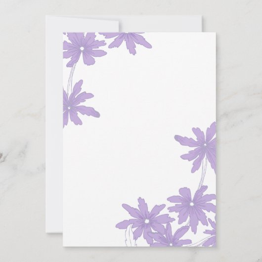 Paarse Daisies op het witte huwelijk Kaart (Achterkant)