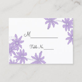 Paarse Daisies op White Wedding Place Cards Plaatskaartje