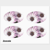 Paarse Daisies Ovale Sticker (Vel)