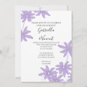 Paarse Daisies over de Witte Ingagement Party Kaart (Voorkant)