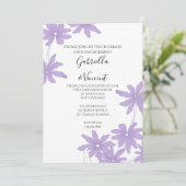 Paarse Daisies over de Witte Ingagement Party Kaart (Staand voorkant)