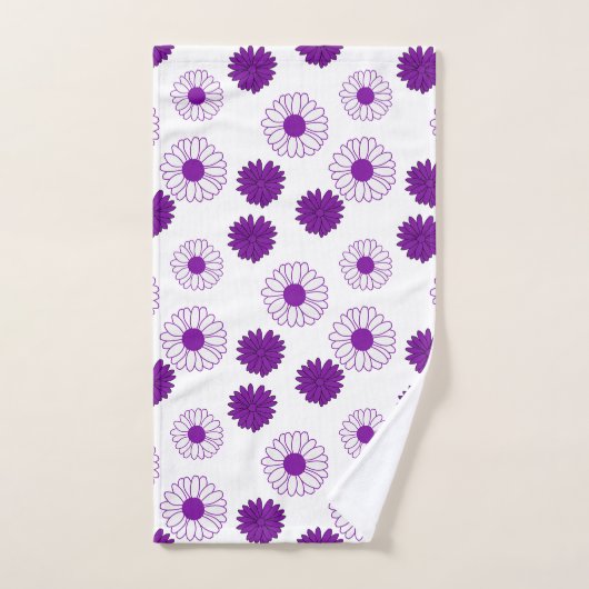 Paarse Daisies Pattern in White Bath Towel Set Bad Handdoek (Handdoek)