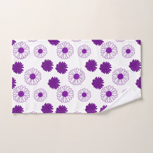 Paarse Daisies Pattern in White Bath Towel Set Bad Handdoek (Handdoek)
