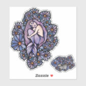 Paarse Daisies Slapende Zeemeermin Sticker (Vel)