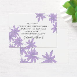 Paarse Daisies Wedding Charity Favor Card Visitekaartjes