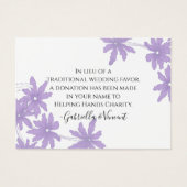 Paarse Daisies Wedding Charity Favor Card Visitekaartjes (Voorkant)