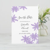 Paarse Daisies Wedding Save the Date (Staand voorkant)