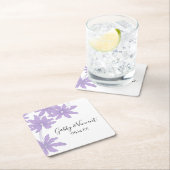 Paarse Daisies Wedding Square Paper Onderzetter (Insitu)