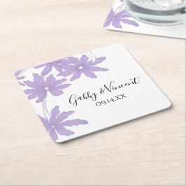 Paarse Daisies Wedding Square Paper Onderzetter