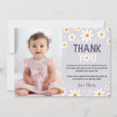 Paarse Daisy 1e Verjaardagsfoto Dank u kaart (Voorkant)