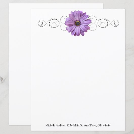 Paarse Daisy - Aangepast vel papier (Voorkant / Achterkant)