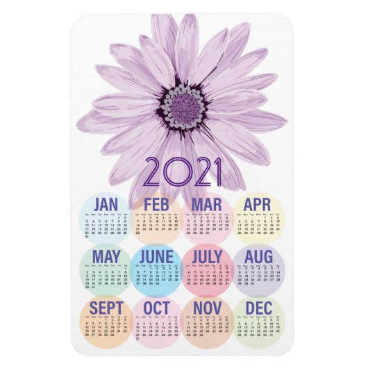  Paarse Daisy | Aangepaste agenda 2021 Magneet (Verticaal)