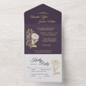 Paarse Daisy Antiek bruiloft in één uitnodiging (Binnen)