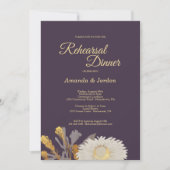 Paarse Daisy Antiek Rehearsal Dinner Invitation Kaart (Voorkant)