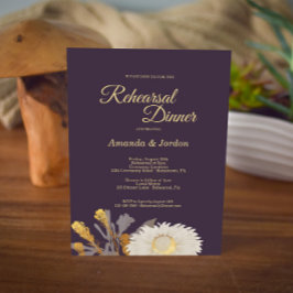Paarse Daisy Antiek Rehearsal Dinner Invitation Kaart