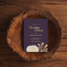 Paarse Daisy Antiek Weddenschap Brunch Uitnodiging