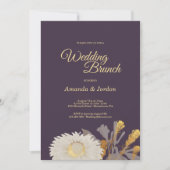 Paarse Daisy Antiek Weddenschap Brunch Uitnodiging (Voorkant)