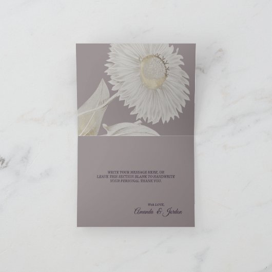 Paarse Daisy Antiek Weddenschap Hartelijk dank Bedankkaart (Binnen)