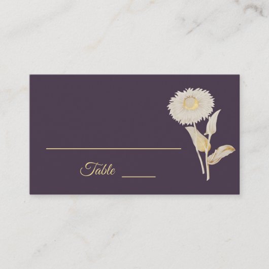 Paarse Daisy Antiek Wedding Place Card Plaatskaartje (Voorkant)