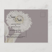 Paarse Daisy Antiek Wedding Save the Date Aankondigingskaart (Achterkant)