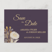 Paarse Daisy Antiek Wedding Save the Date Aankondigingskaart (Voorkant)