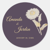 Paarse Daisy Antiek Wedding Stickers (Voorkant)